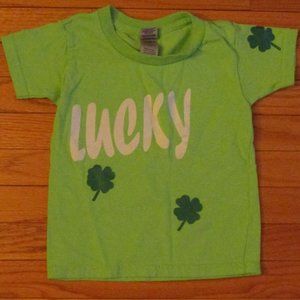 St. Patrick's Day "Lucky" Shirt With Shamrocks, Size 3T (Boy or Girl)